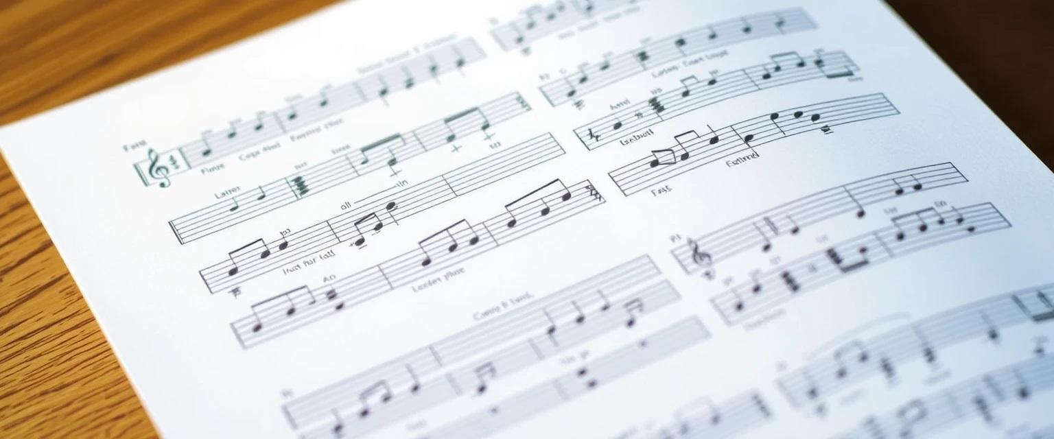 Partitura con notas musicales